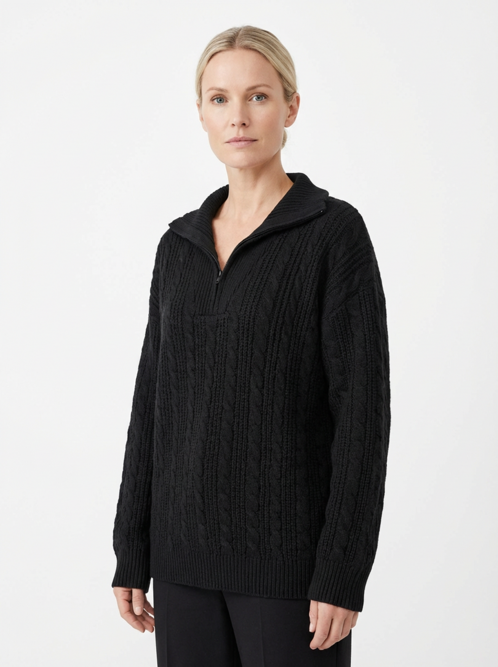Sweater Women Half-Zip Neck Long Sleeve