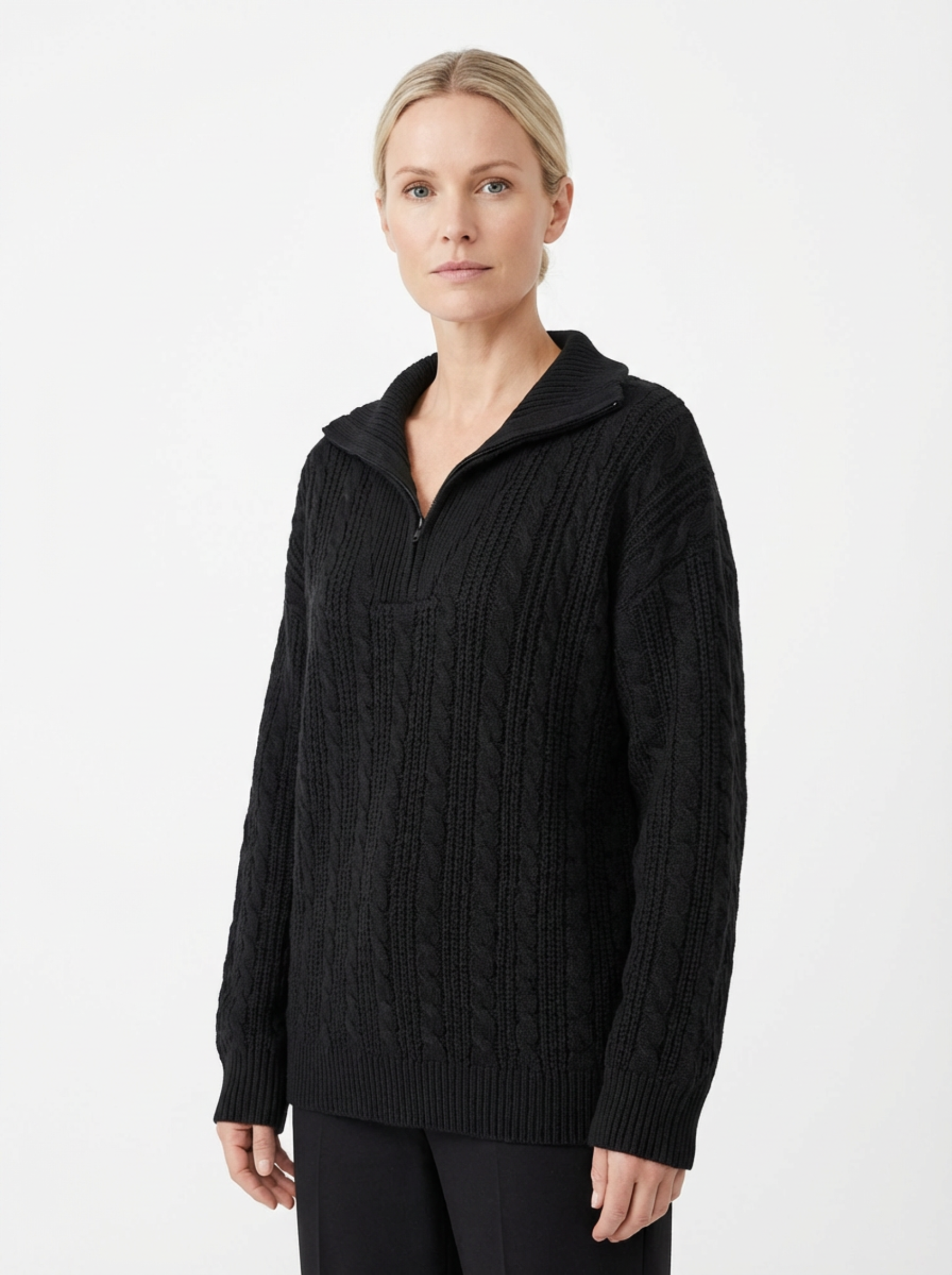 Sweater Women Half-Zip Neck Long Sleeve