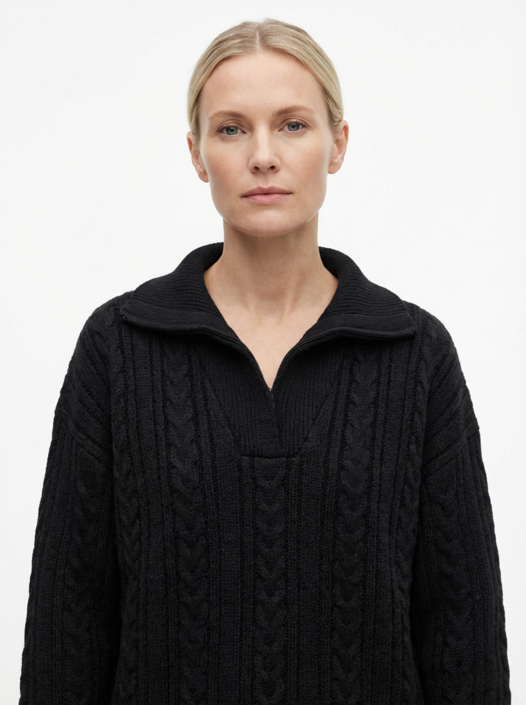 Sweater Women Half-Zip Neck Long Sleeve