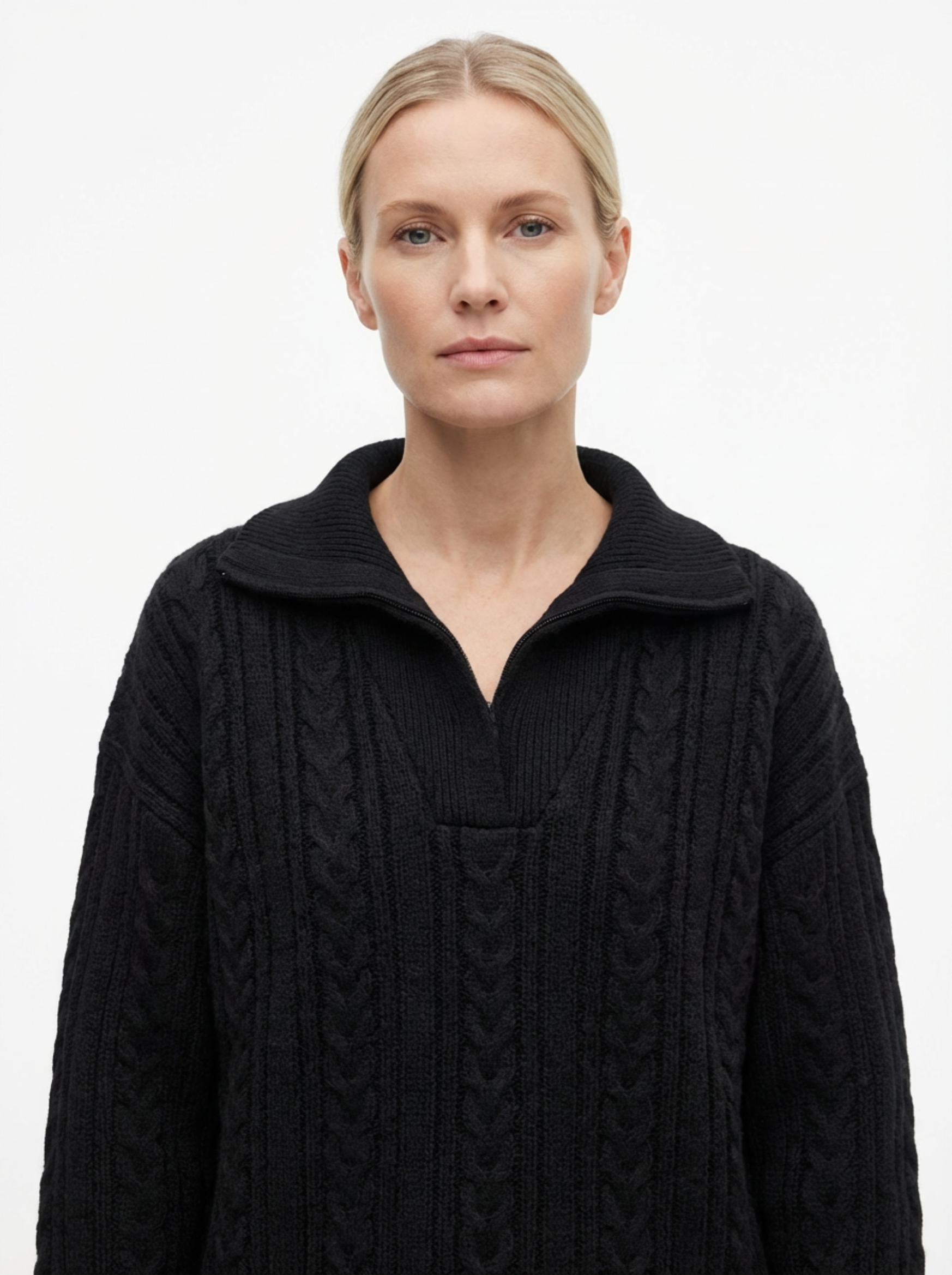 Sweater Women Half-Zip Neck Long Sleeve