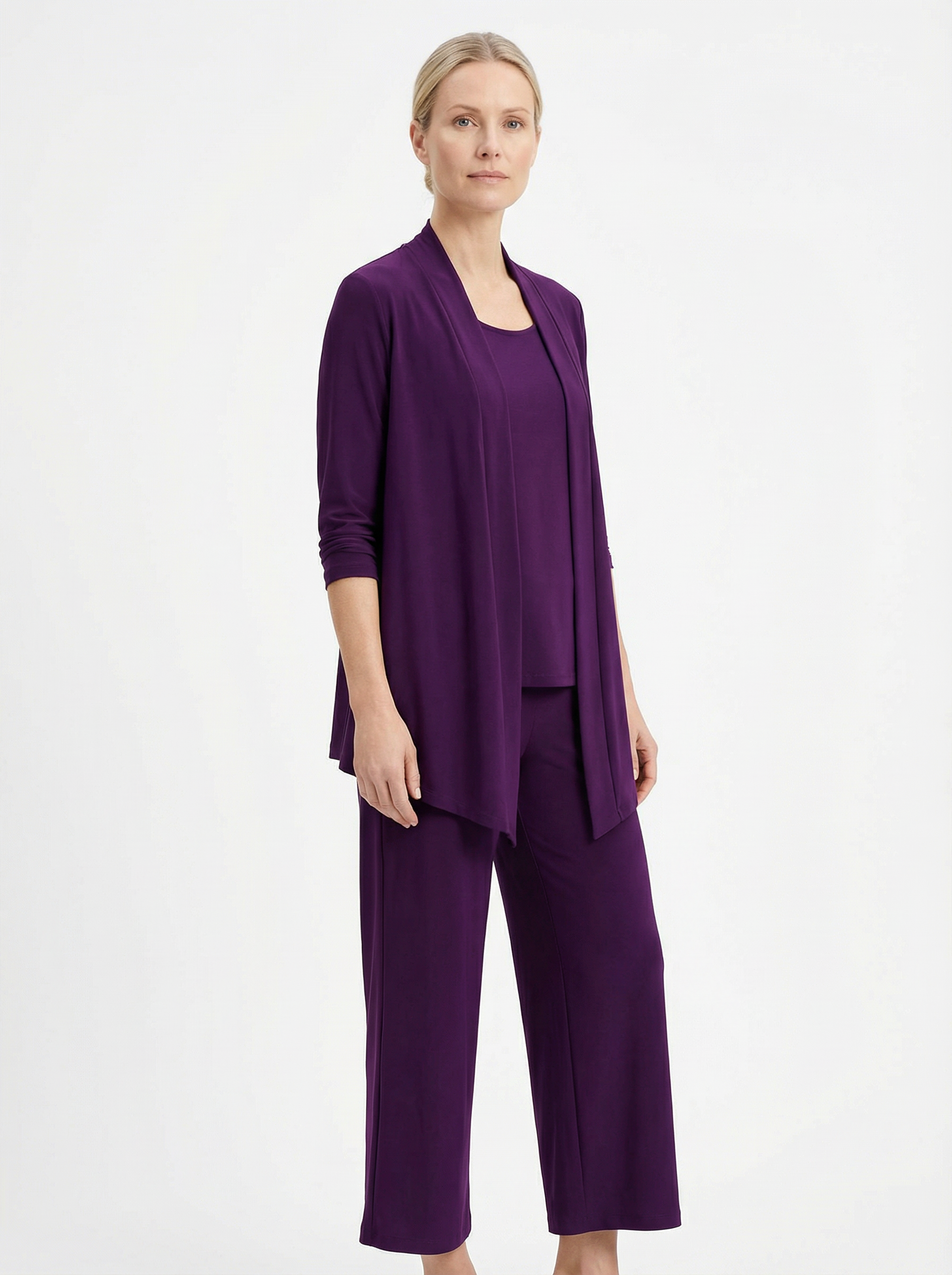 Three‑Piece Pantsuit Women Relaxed Fit Jacket Top & Trousers