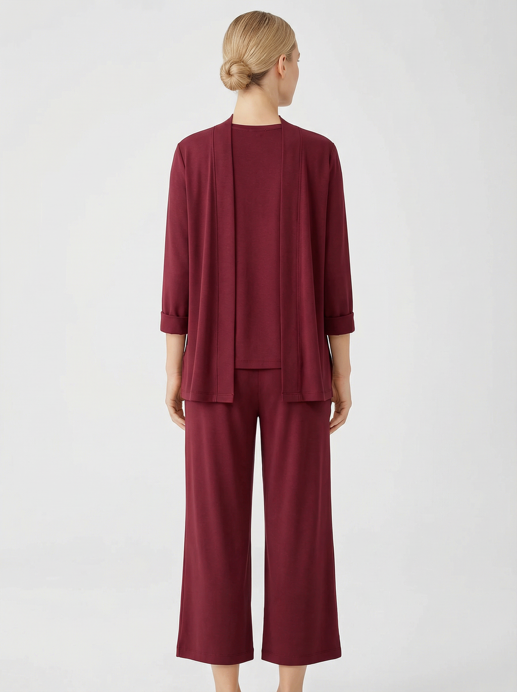 Three‑Piece Pantsuit Women Relaxed Fit Jacket Top & Trousers