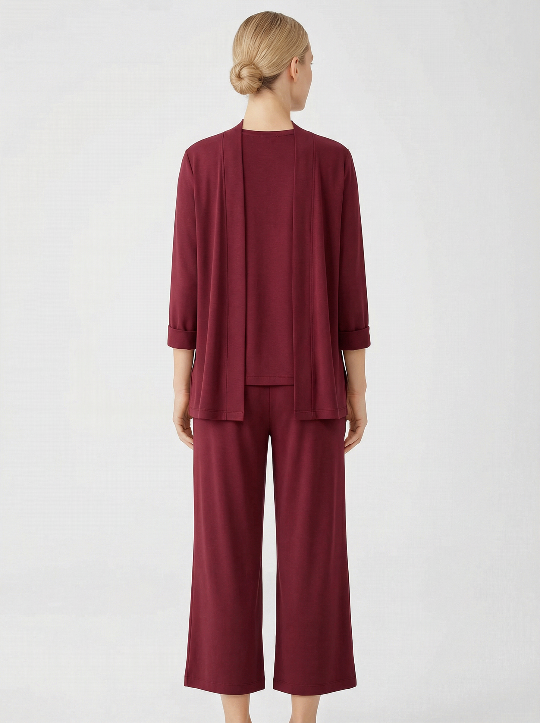 Three‑Piece Pantsuit Women Relaxed Fit Jacket Top & Trousers