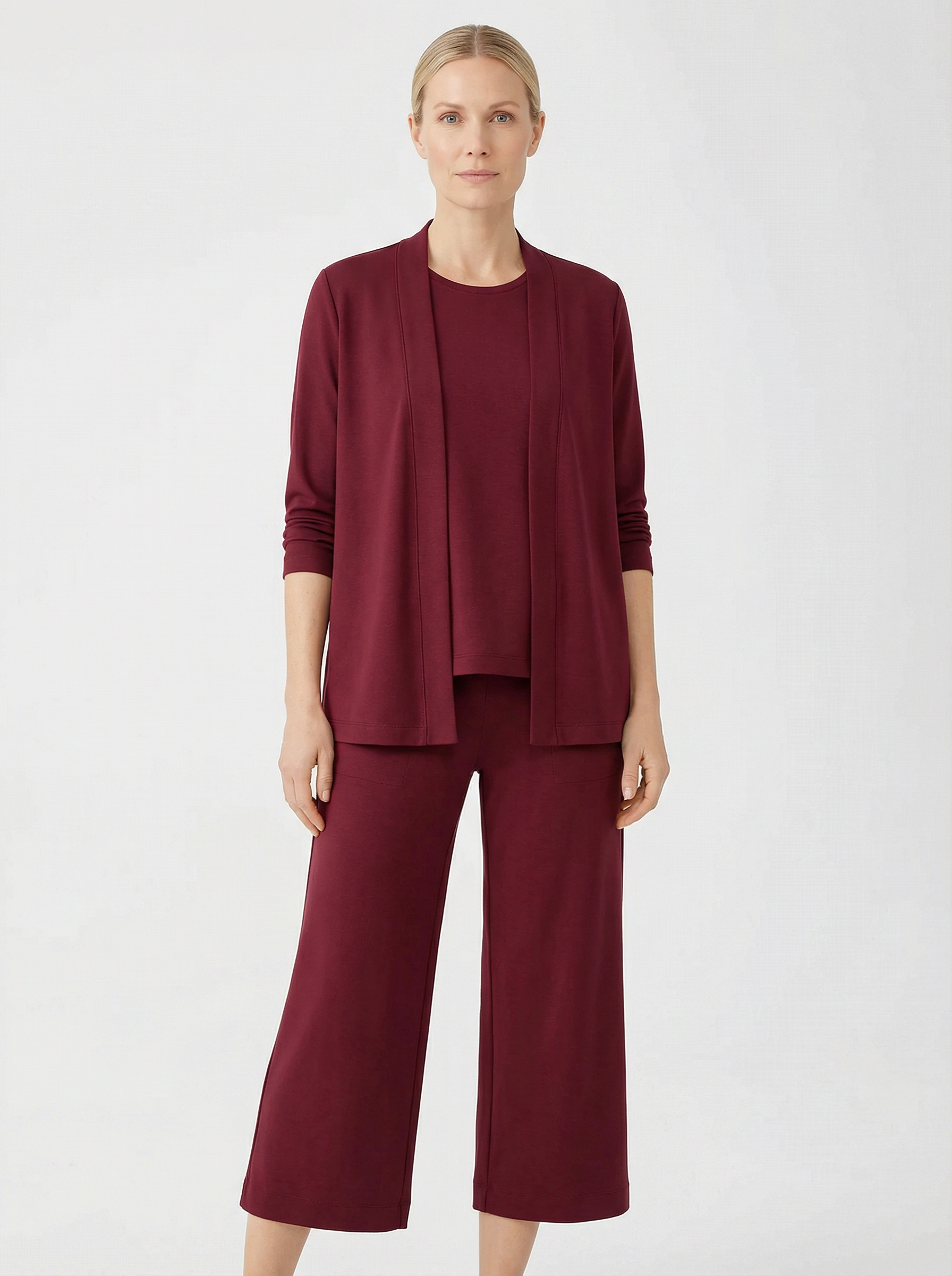 Three‑Piece Pantsuit Women Relaxed Fit Jacket Top & Trousers