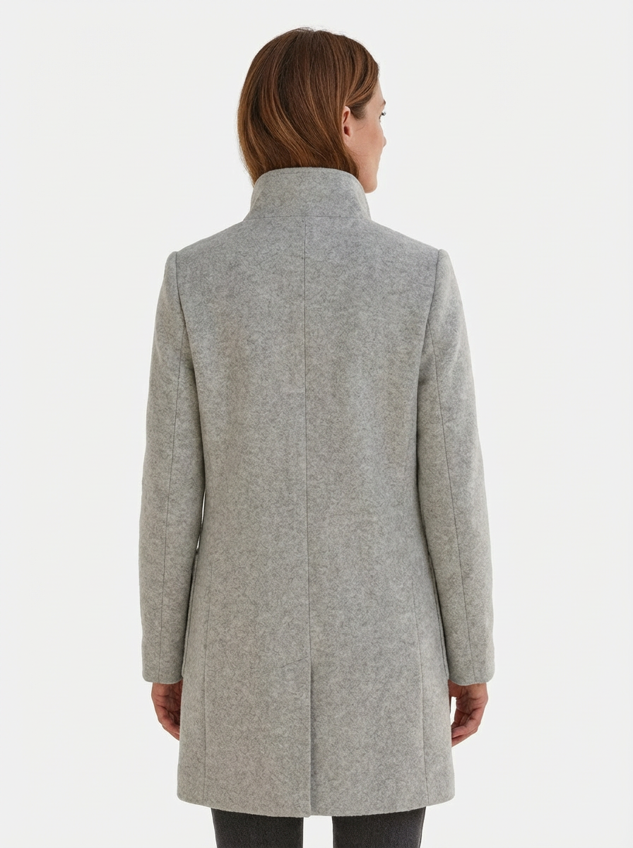 High-Collar Jacket Women Stand-Up Collar Longline Silhouette