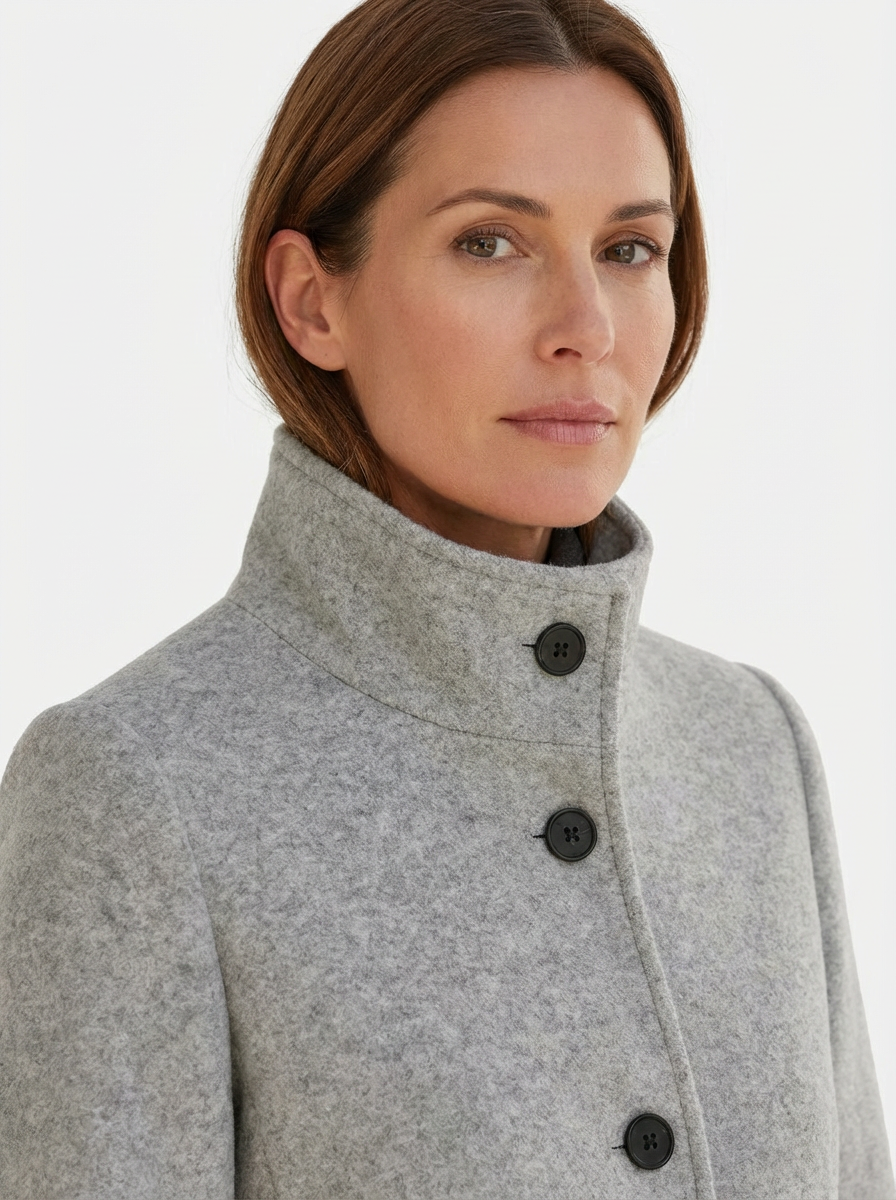 High-Collar Jacket Women Stand-Up Collar Longline Silhouette