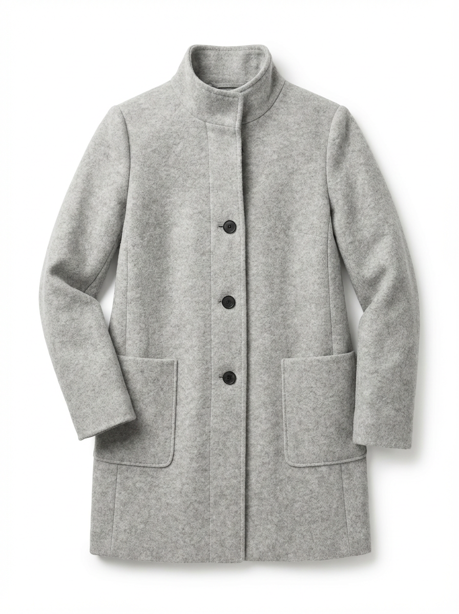 High-Collar Jacket Women Stand-Up Collar Longline Silhouette