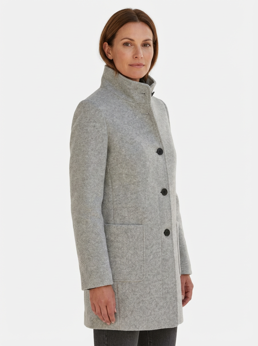 High-Collar Jacket Women Stand-Up Collar Longline Silhouette