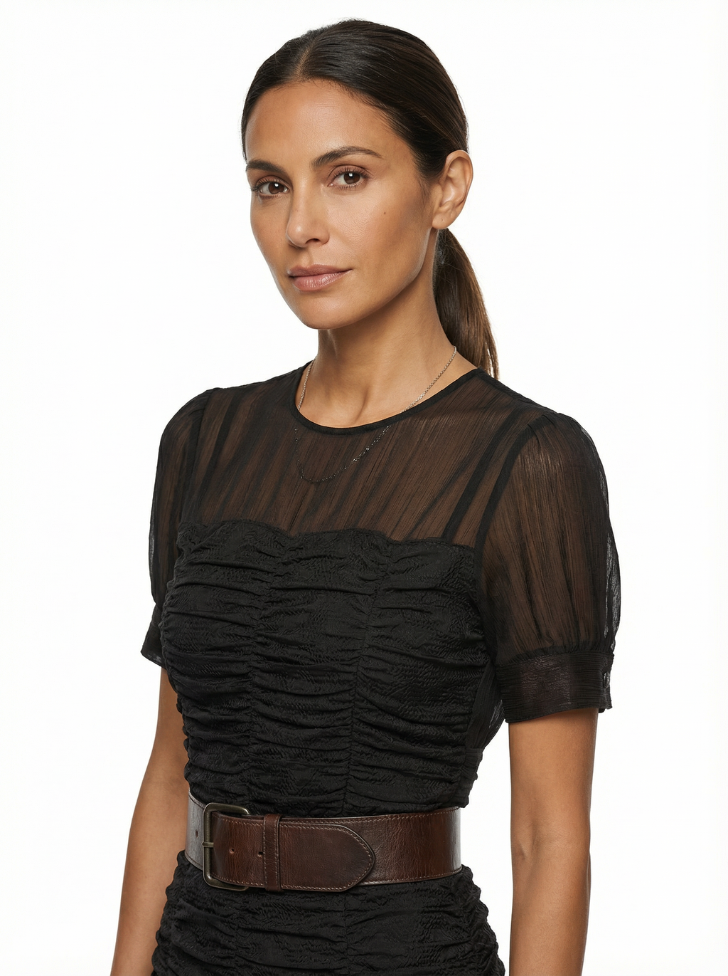 Maxi Dress Women Pleated Button Front Short Sleeve Defined Waist