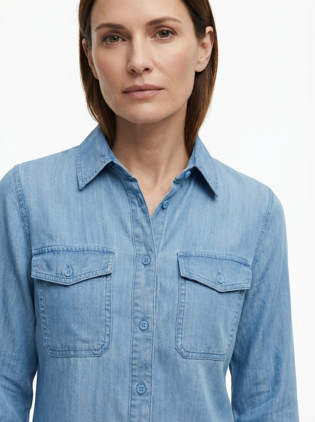 Women’s Button-Down Shirt with Classic Collar & Long Sleeves