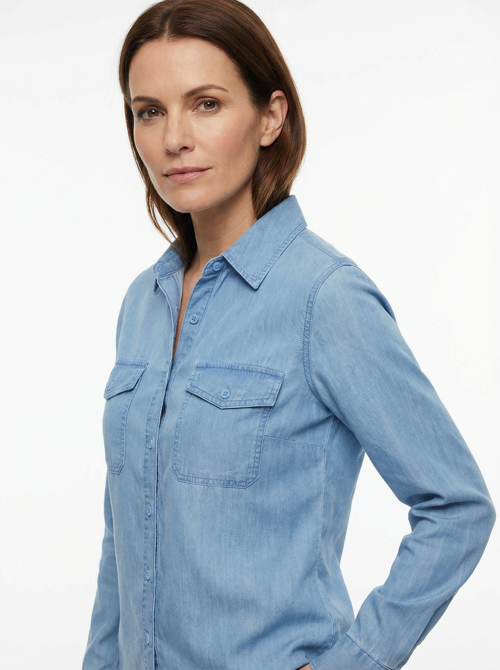 Women’s Button-Down Shirt with Classic Collar & Long Sleeves