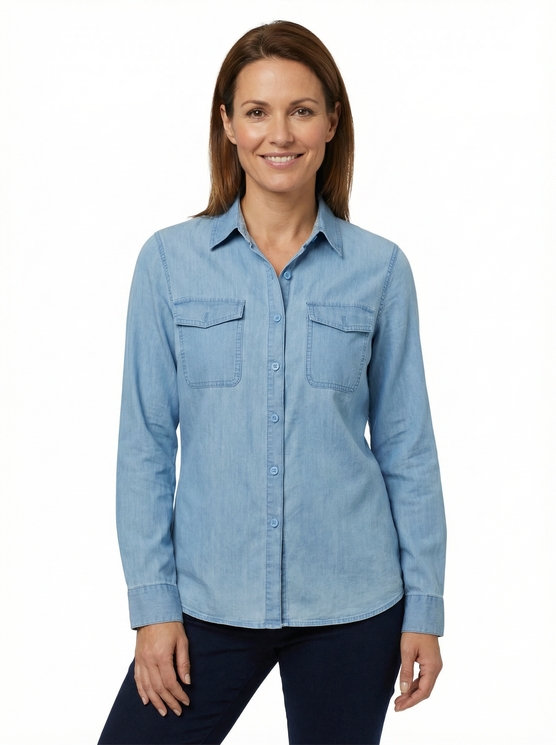 Women’s Button-Down Shirt with Classic Collar & Long Sleeves