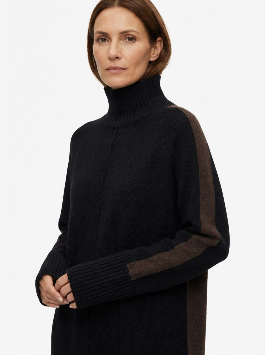 Dress Women Oversized High Mock‑Neck Relaxed Fit