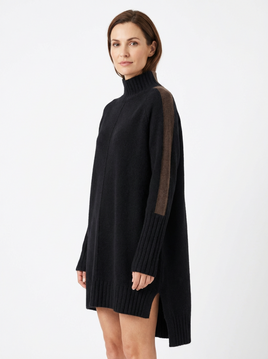 Dress Women Oversized High Mock‑Neck Relaxed Fit