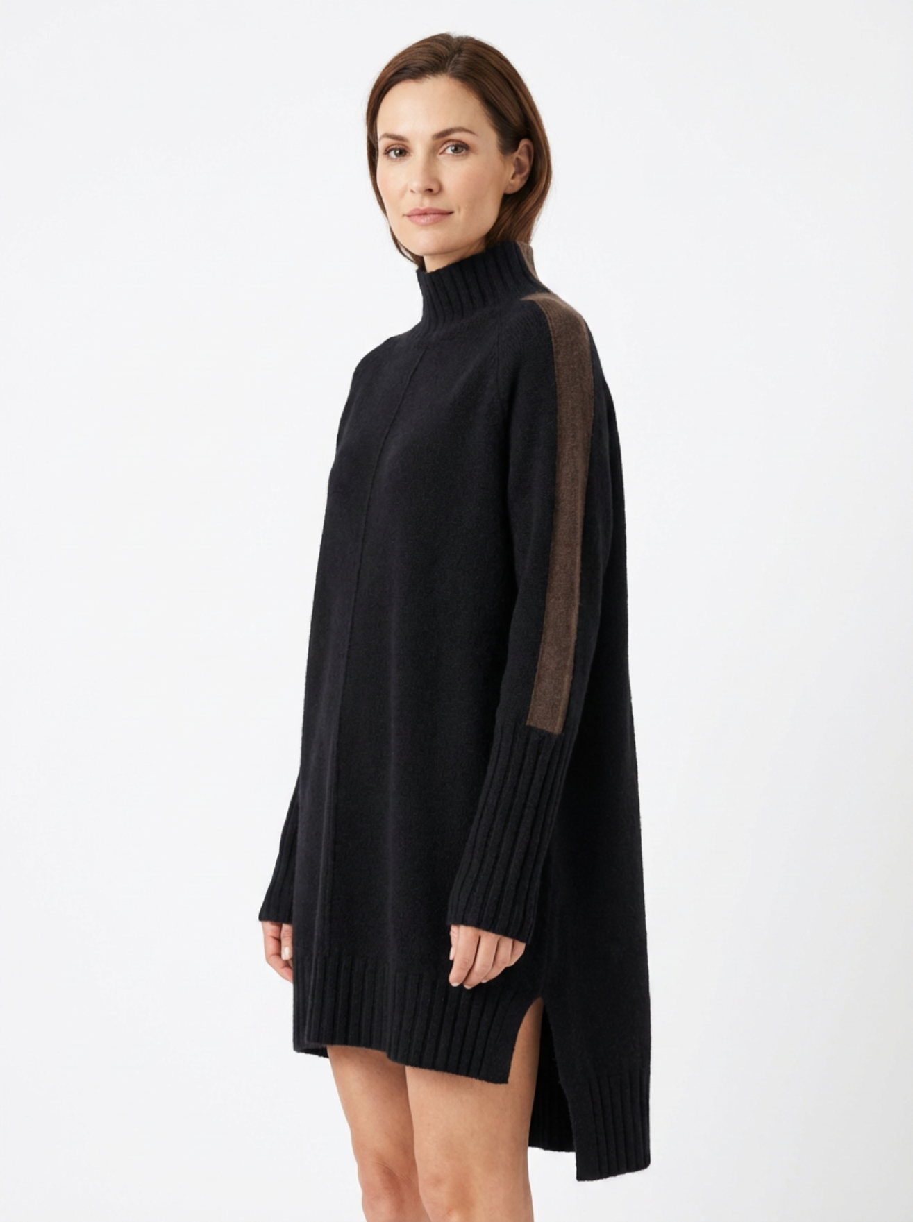 Dress Women Oversized High Mock‑Neck Relaxed Fit