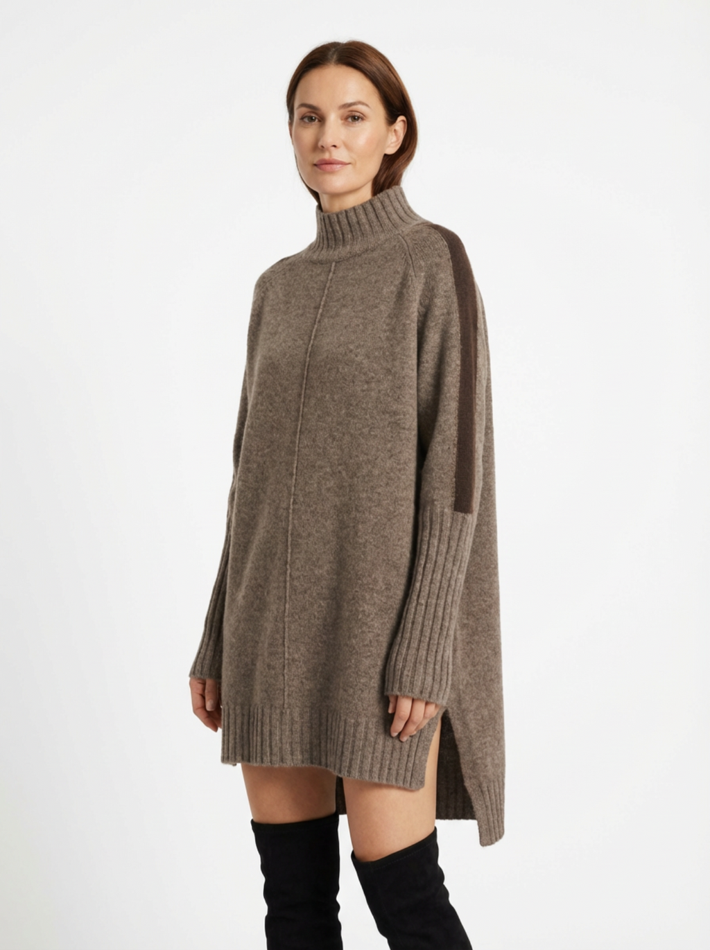 Dress Women Oversized High Mock‑Neck Relaxed Fit