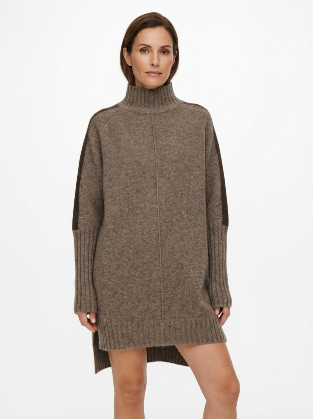 Dress Women Oversized High Mock‑Neck Relaxed Fit