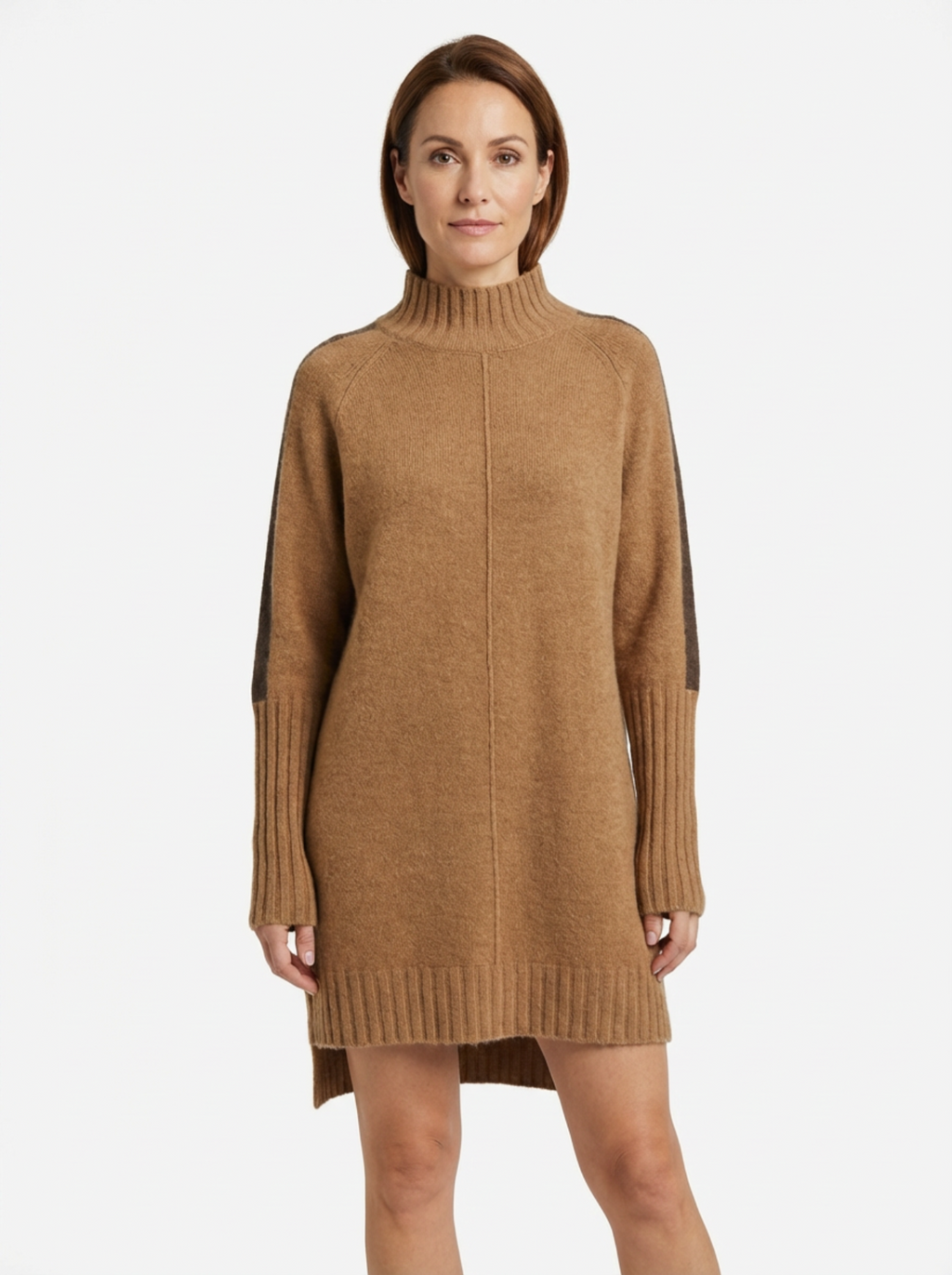 Dress Women Oversized High Mock‑Neck Relaxed Fit