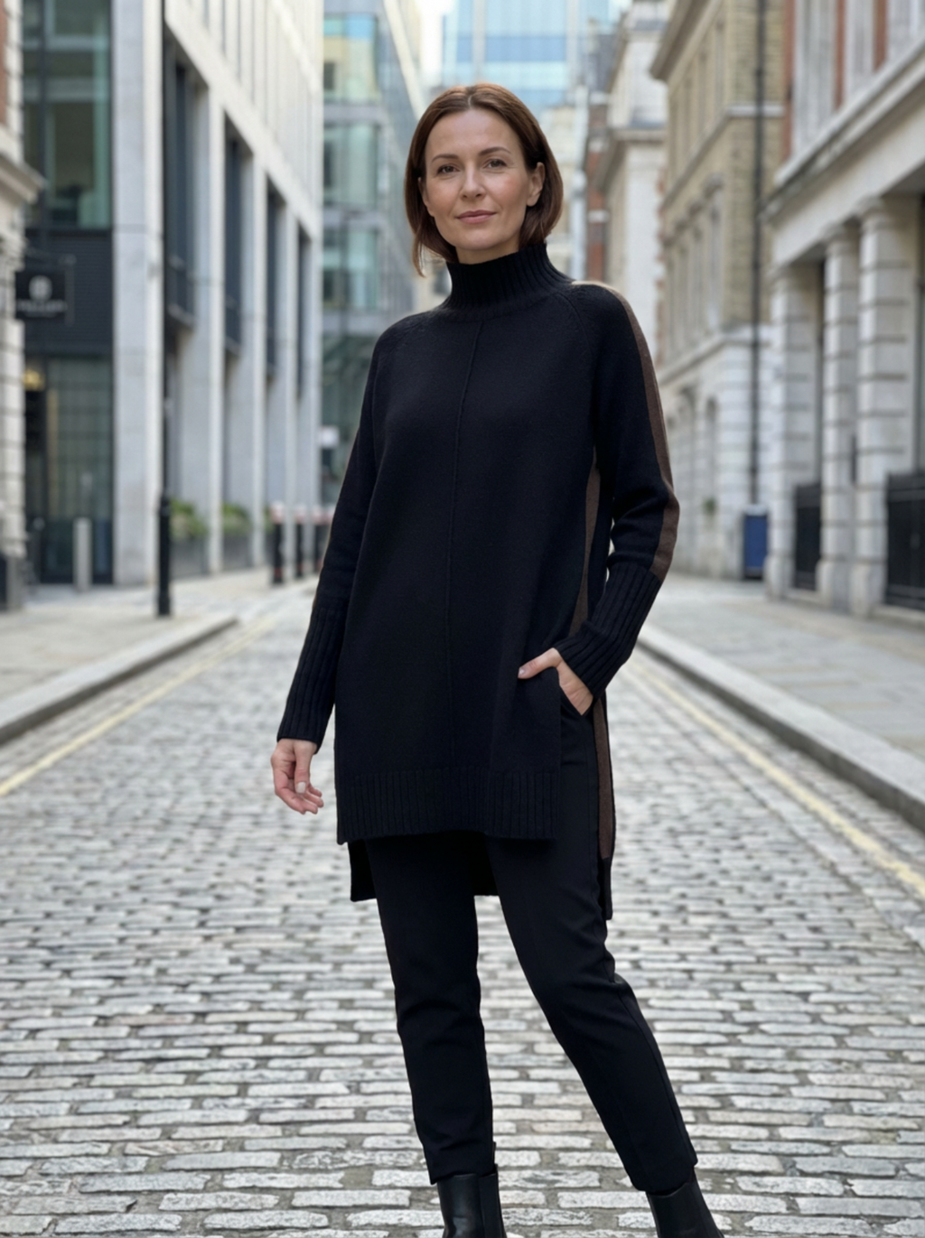 Dress Women Oversized High Mock‑Neck Relaxed Fit