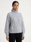 Sweater Women Cropped Turtleneck Cable Knit Style