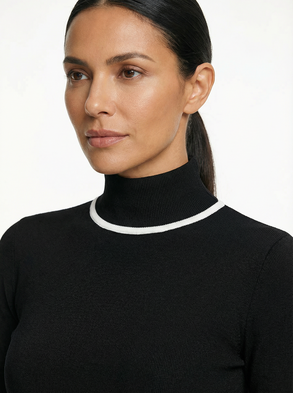 Two-Piece Turtleneck Top and Wide-Leg Pants Set Women Belted Waist