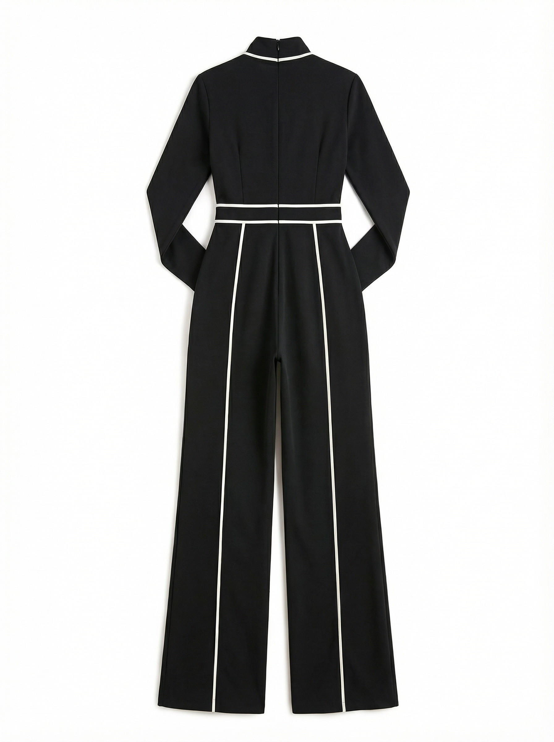 Two-Piece Turtleneck Top and Wide-Leg Pants Set Women Belted Waist