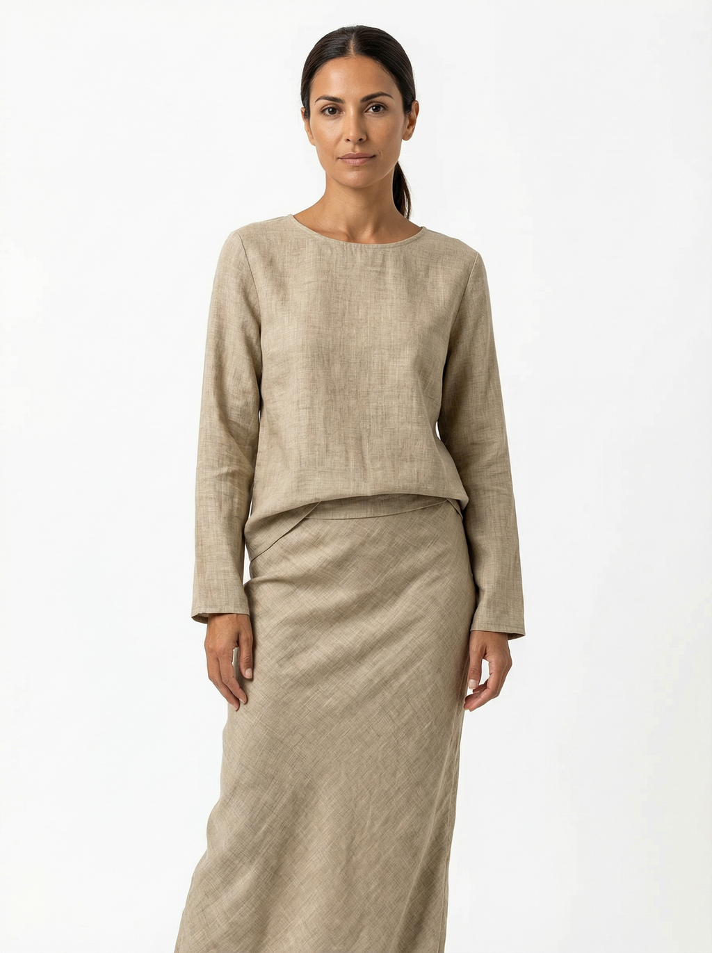 Two-Piece Loose Fit Batwing Sleeve Top with Long Skirt Set Women