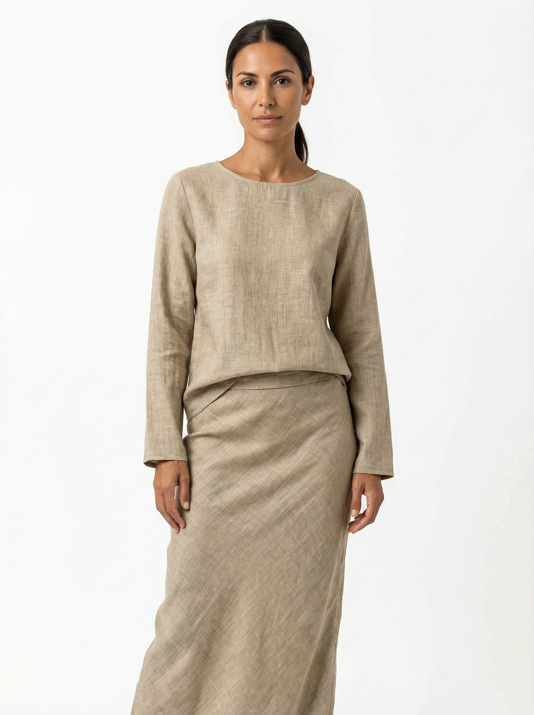 Two-Piece Loose Fit Batwing Sleeve Top with Long Skirt Set Women
