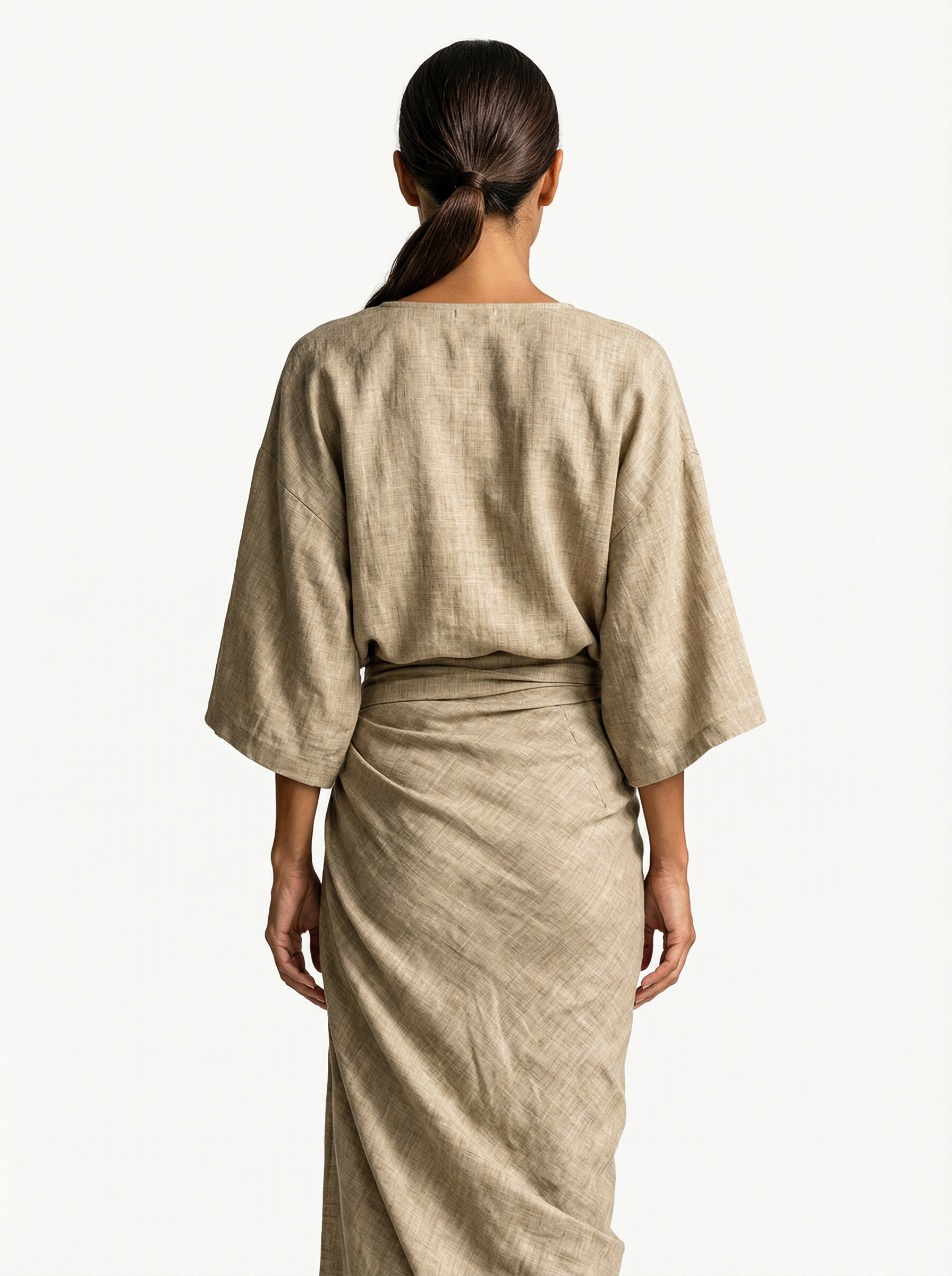 Two-Piece Loose Fit Batwing Sleeve Top with Long Skirt Set Women