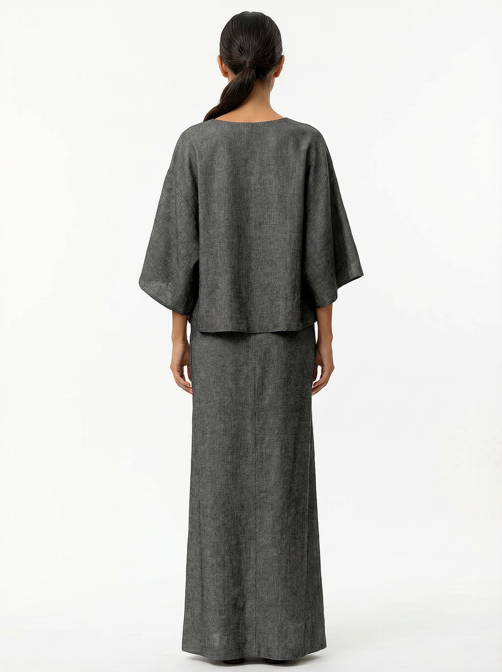 Two-Piece Loose Fit Batwing Sleeve Top with Long Skirt Set Women