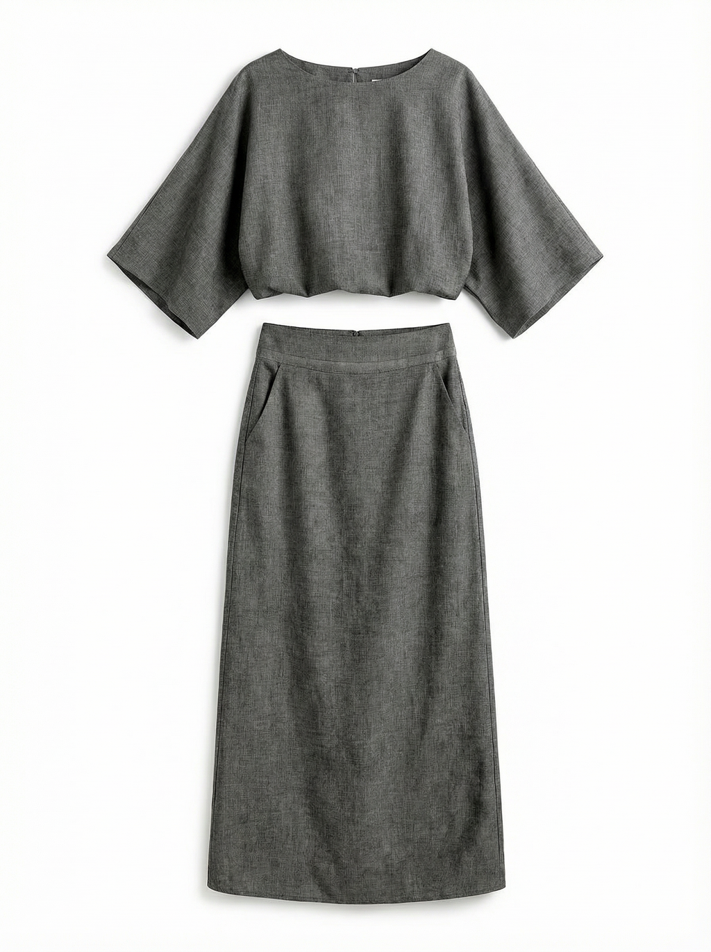 Two-Piece Loose Fit Batwing Sleeve Top with Long Skirt Set Women
