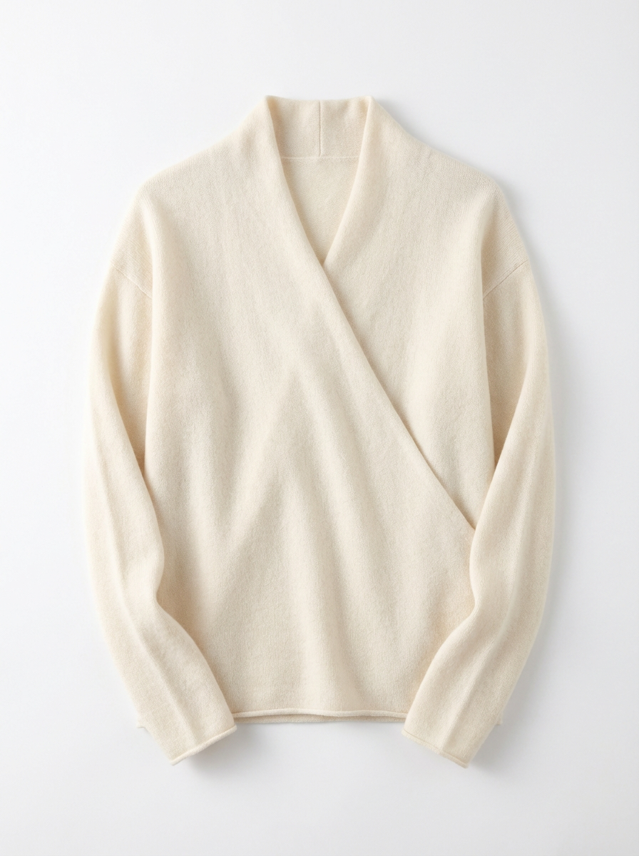 Sweater Women Wrap V‑Neck Relaxed Fit Crossed Wrap