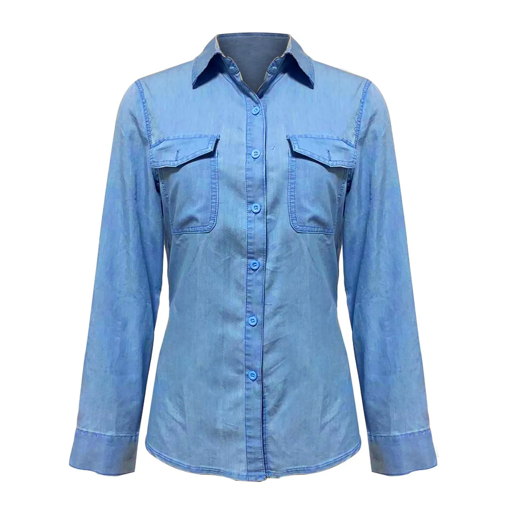Women’s Button-Down Shirt with Classic Collar & Long Sleeves