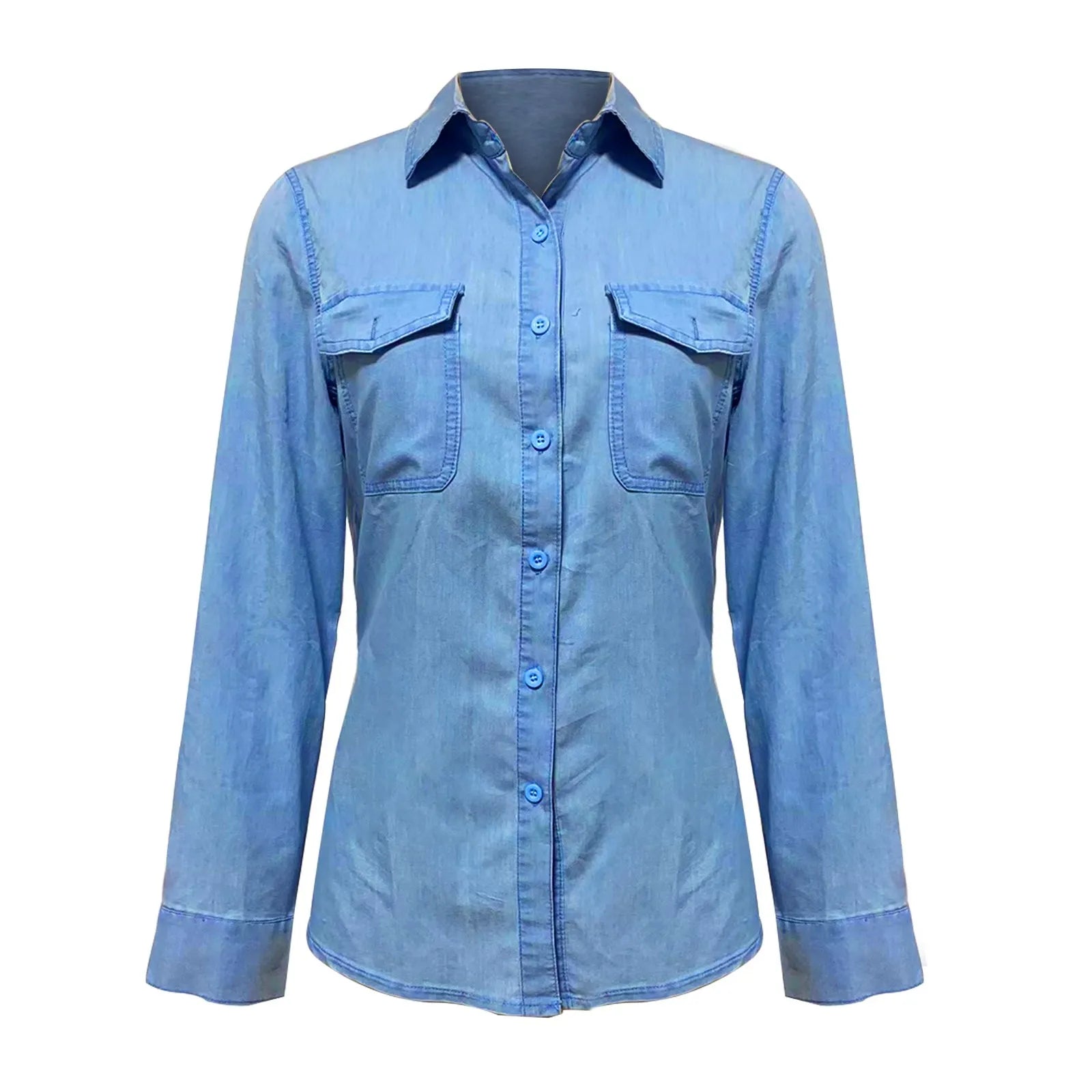 Women’s Button-Down Shirt with Classic Collar & Long Sleeves