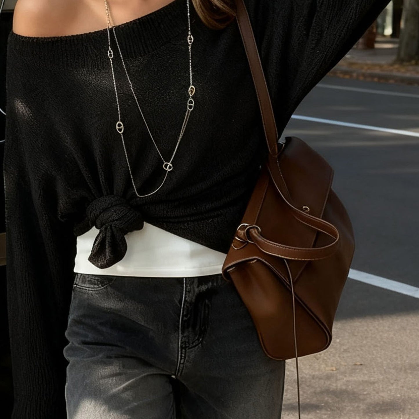 Sweater Women Loose Fit Crew Neck Textured Design