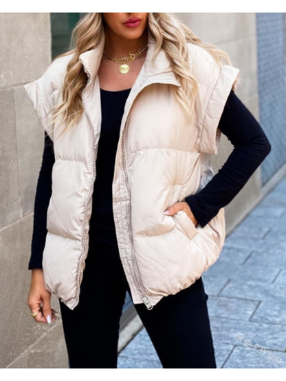 Vest Women Sleeveless Puffer Vest with High Collar