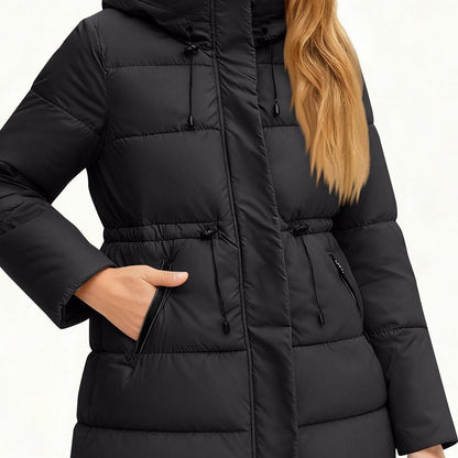 Winter Jacket Women Long Single-Breasted Padded Outerwear