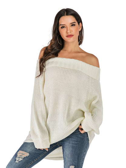 Sweater Women Oversized Off-Shoulder Textured Design