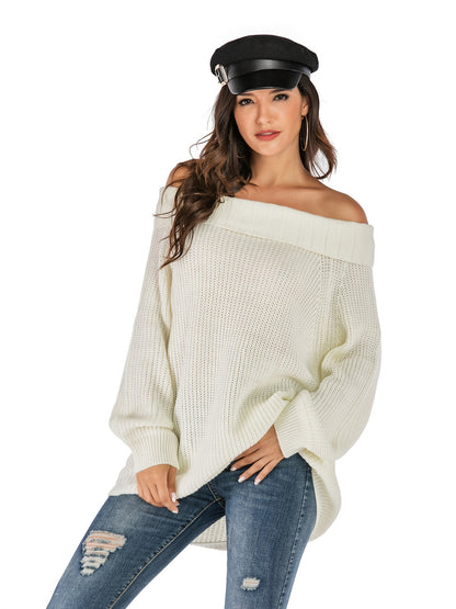 Sweater Women Oversized Off-Shoulder Textured Design