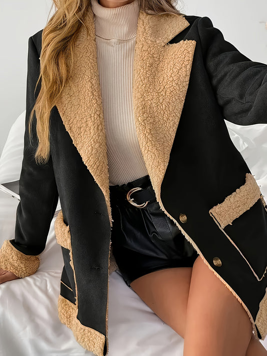 Coat Women’s Tailored Sherpa Collar with Contrast Trims