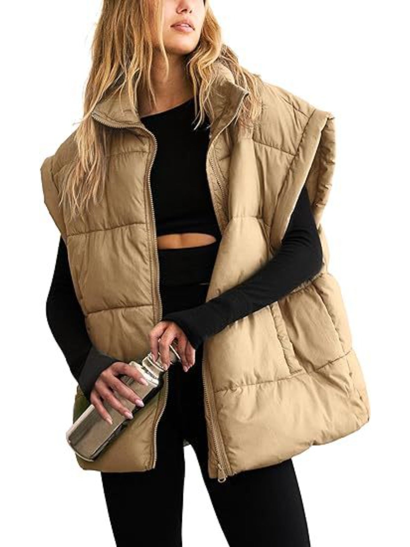 Vest Women Sleeveless Puffer Vest with High Collar
