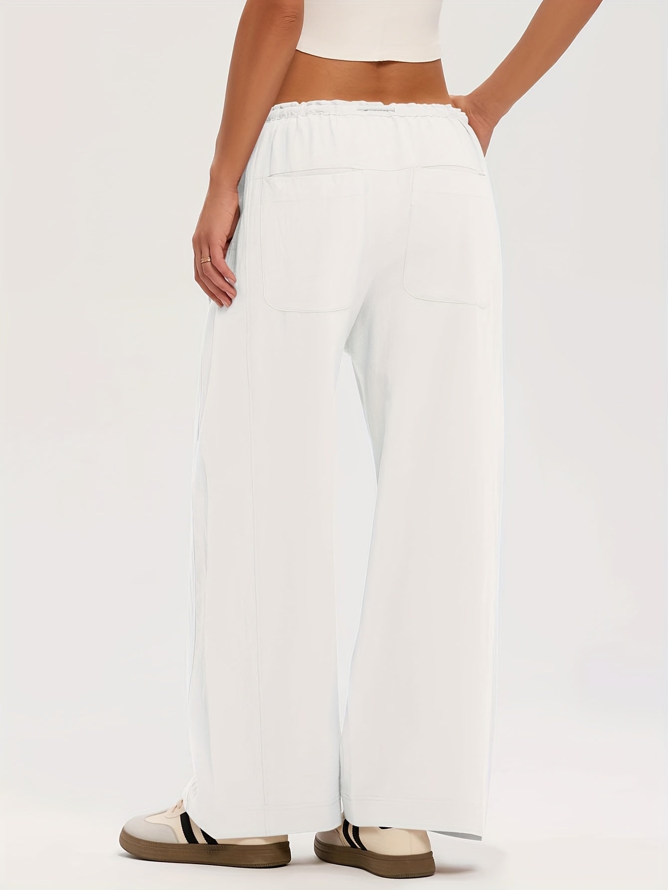 Pants Women Relaxed Wide-Leg Drawstring Style