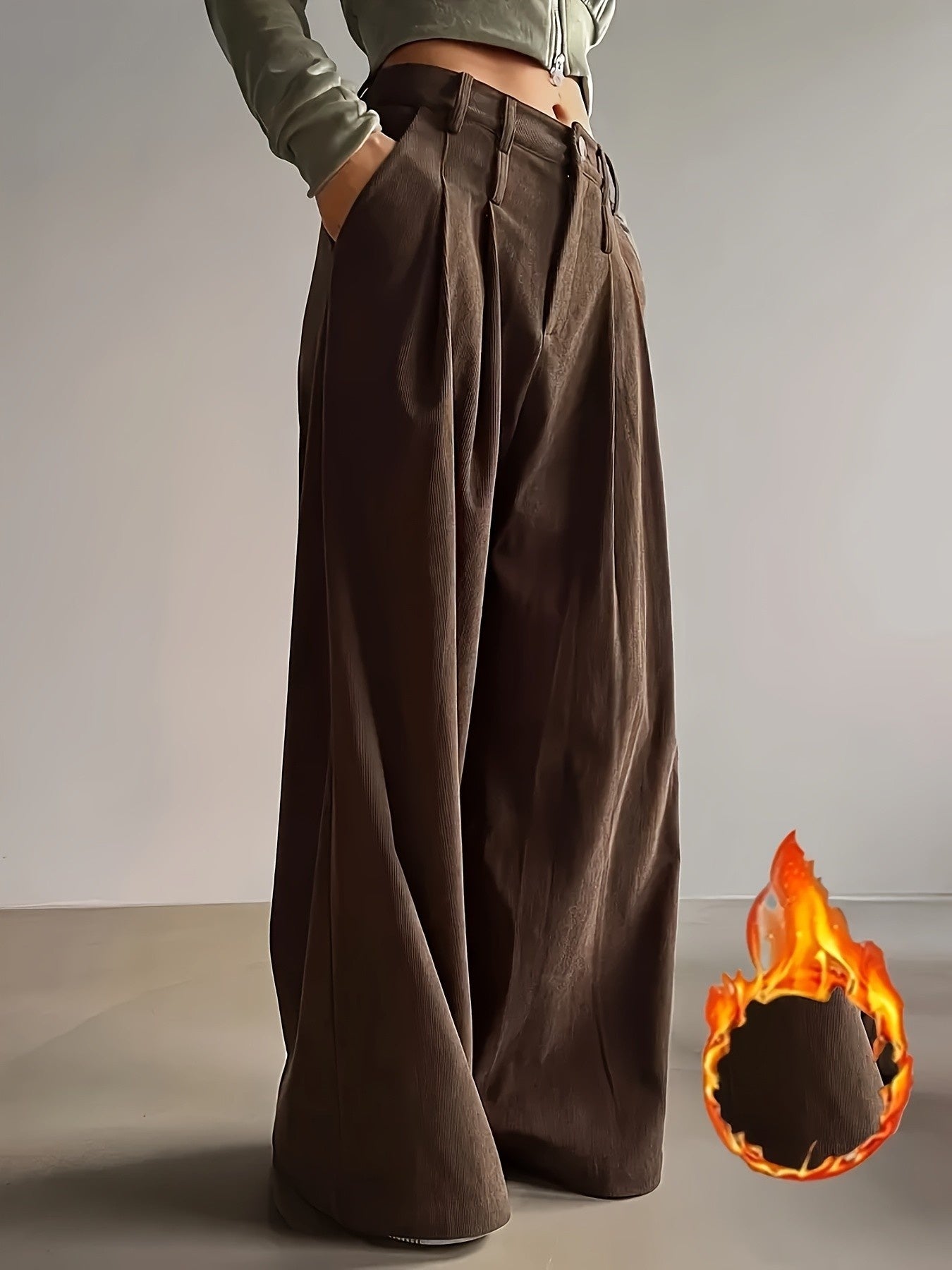 Trousers Women High-Waisted Pleated Wide-Leg Style