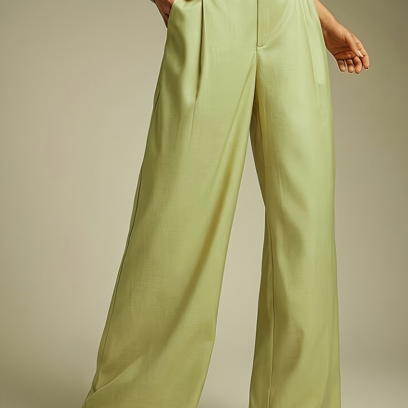 Pants Women Wide-Leg High-Rise Pleated Fit