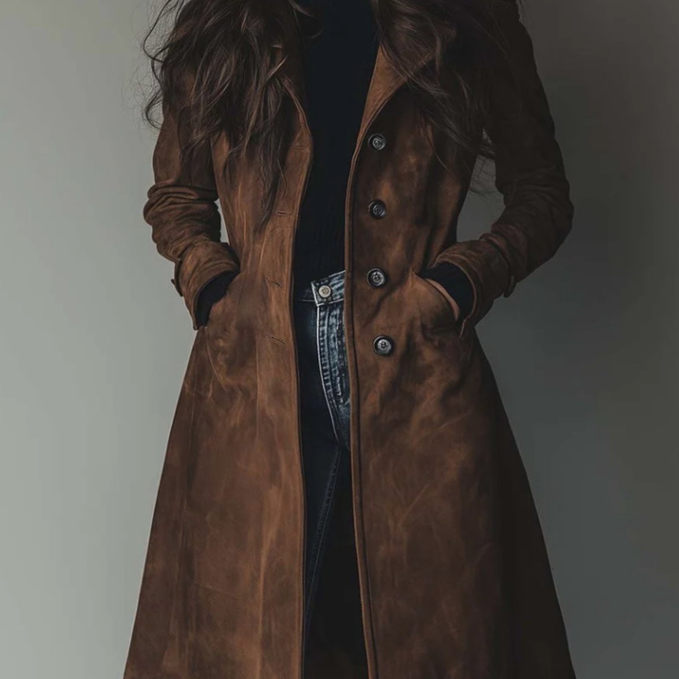 Coat Women Tailored Mid-Length Outerwear Trench Coat