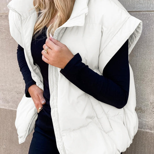 Vest Women Sleeveless Puffer Vest with High Collar
