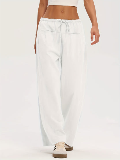 Pants Women Relaxed Wide-Leg Drawstring Style