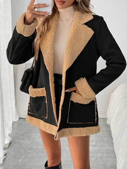 Coat Women’s Tailored Sherpa Collar with Contrast Trims