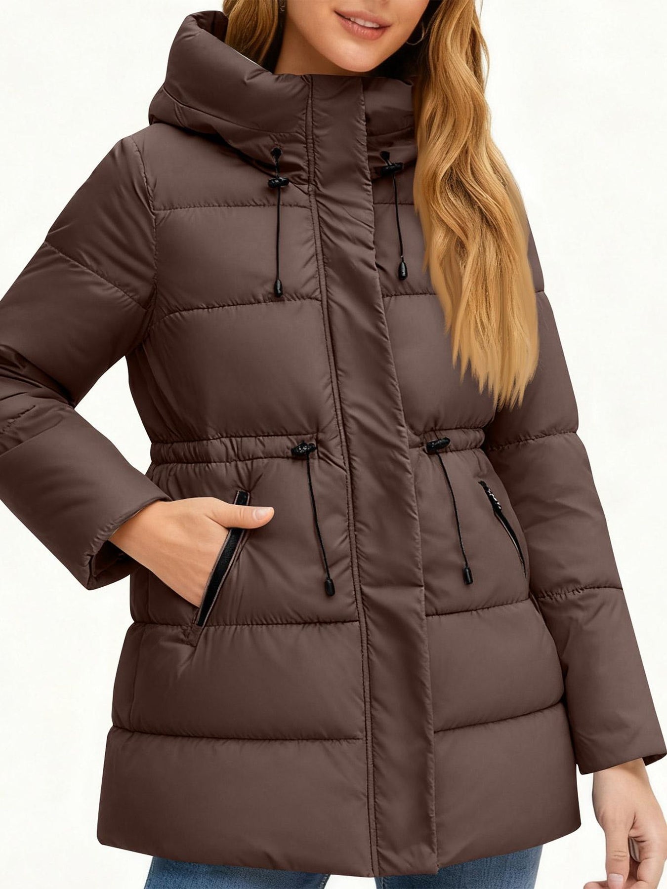 Winter Jacket Women Long Single-Breasted Padded Outerwear
