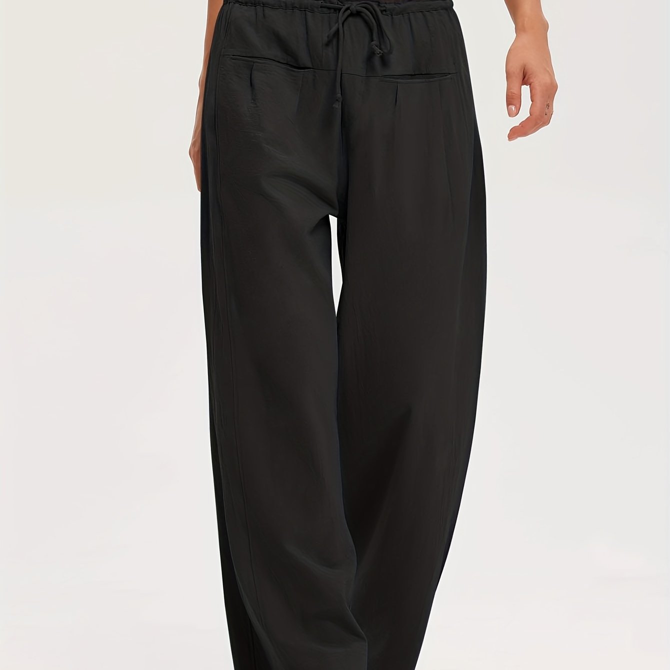 Pants Women Relaxed Wide-Leg Drawstring Style